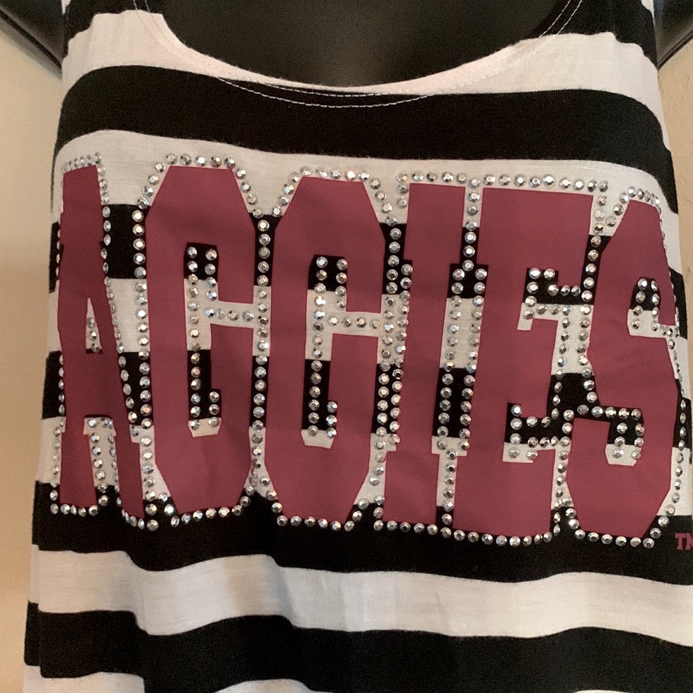 Official A&M Aggies Women’s Fancy Tank Top with opening in the back. - Picture 2 of 5